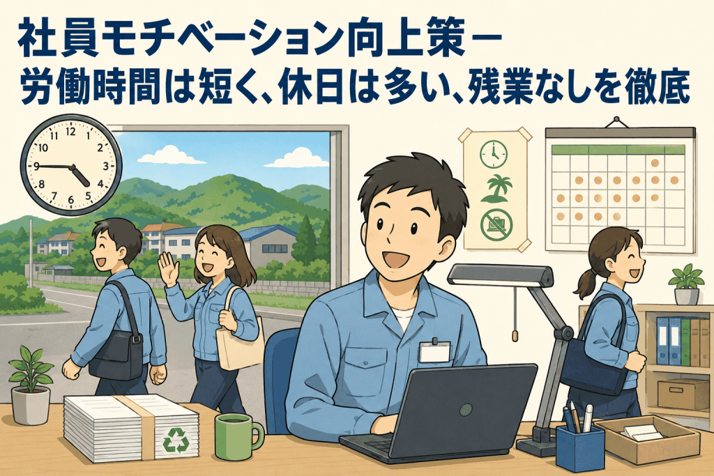 社員モチベーション向上策―労働時間は短く、休日は多い、残業なしを徹底