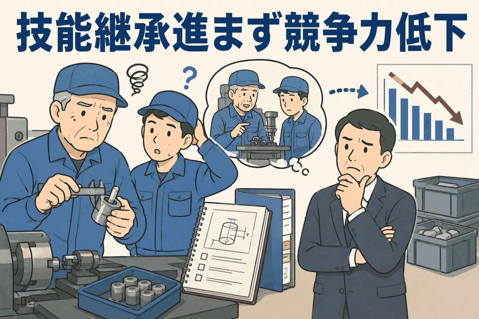 技術・技能承継が進まず競争力低下に悩むモノづくり中小企業の現場