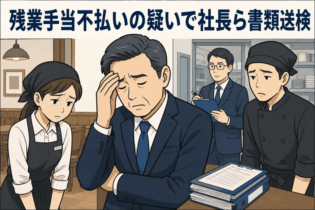 残業手当不払いの疑いで社長ら書類送検