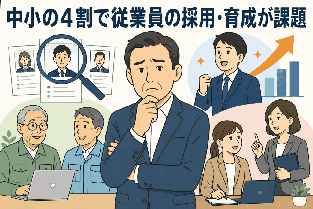 中小の4割で従業員の採用・育成が課題