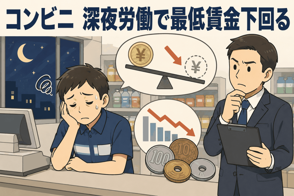 コンビニ　深夜労働で最低賃金下回る