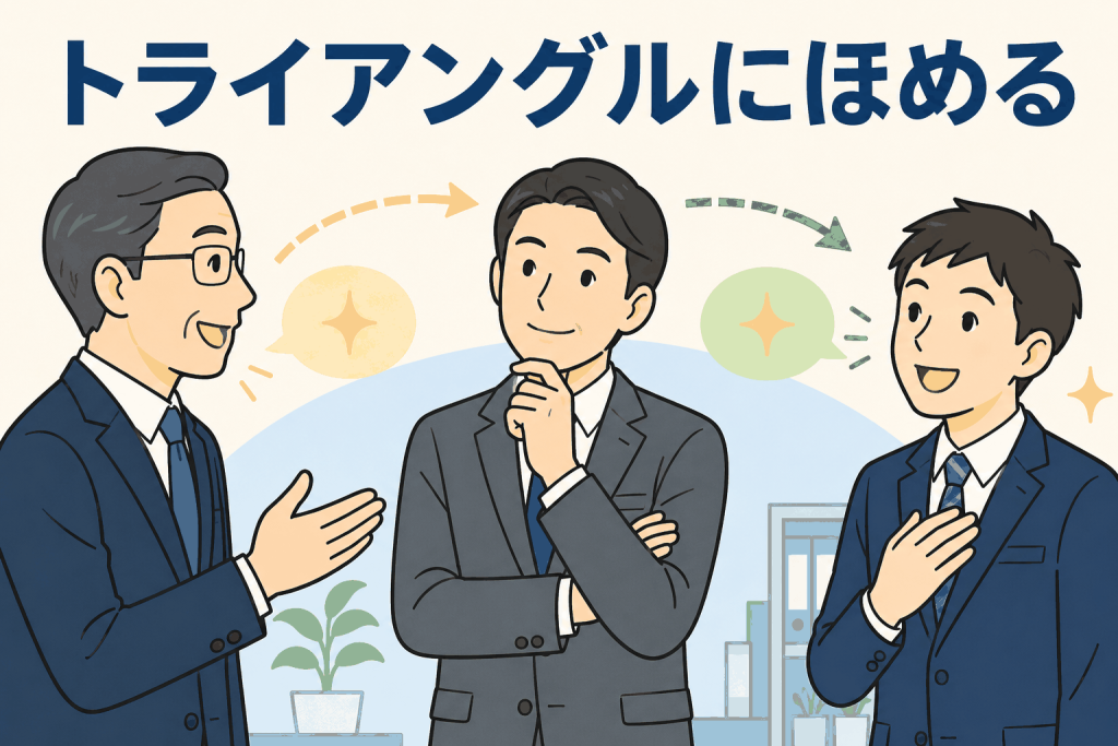 トライアングルにほめる