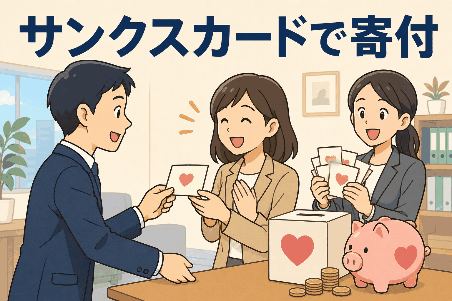 サンクスカードで社員同士が感謝を伝え、集まったカード枚数に応じて寄付につなげる企業の取り組み