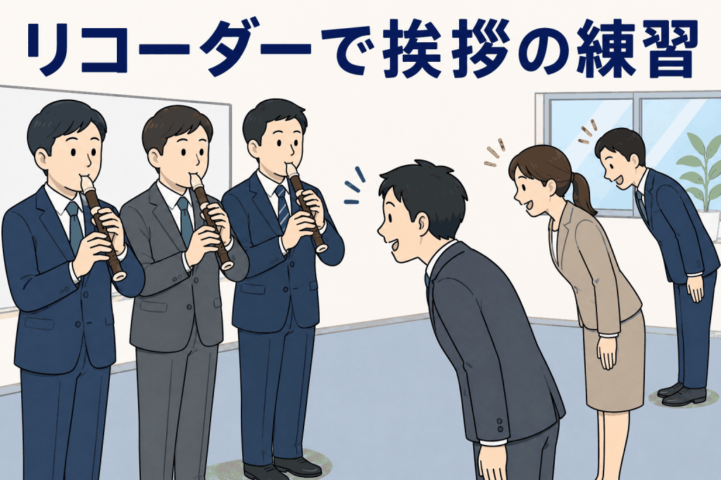 リコーダーで挨拶の練習
