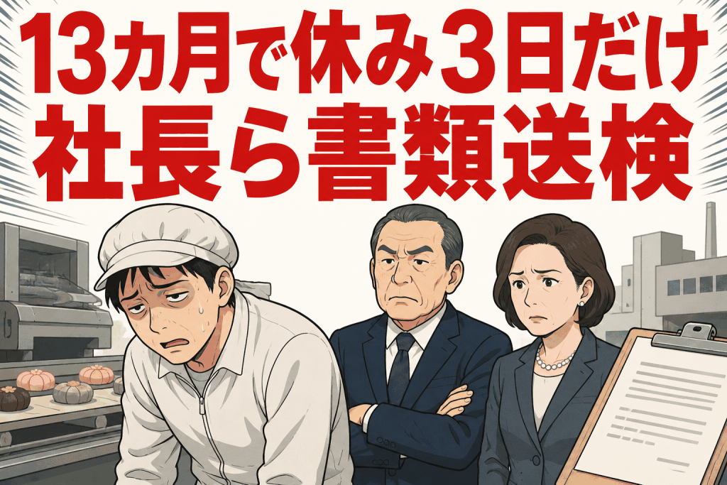 13カ月で休み3日だけ 社長ら書類送検