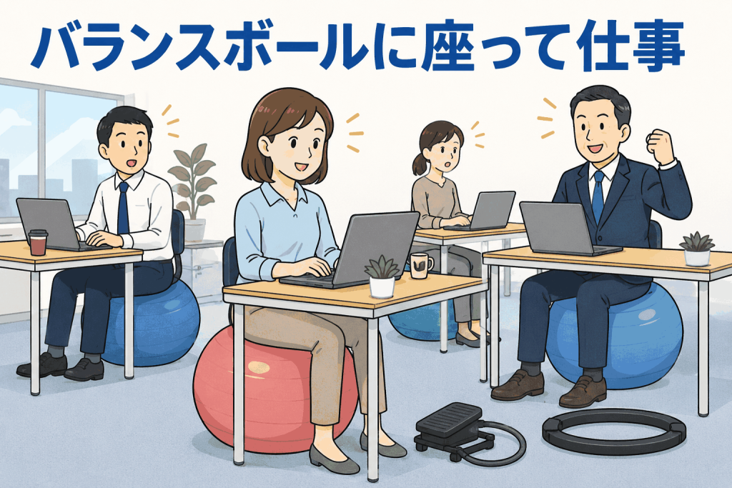 バランスボールに座って仕事