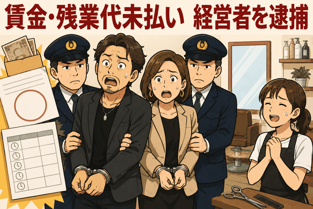 賃金・残業代未払い　経営者を逮捕