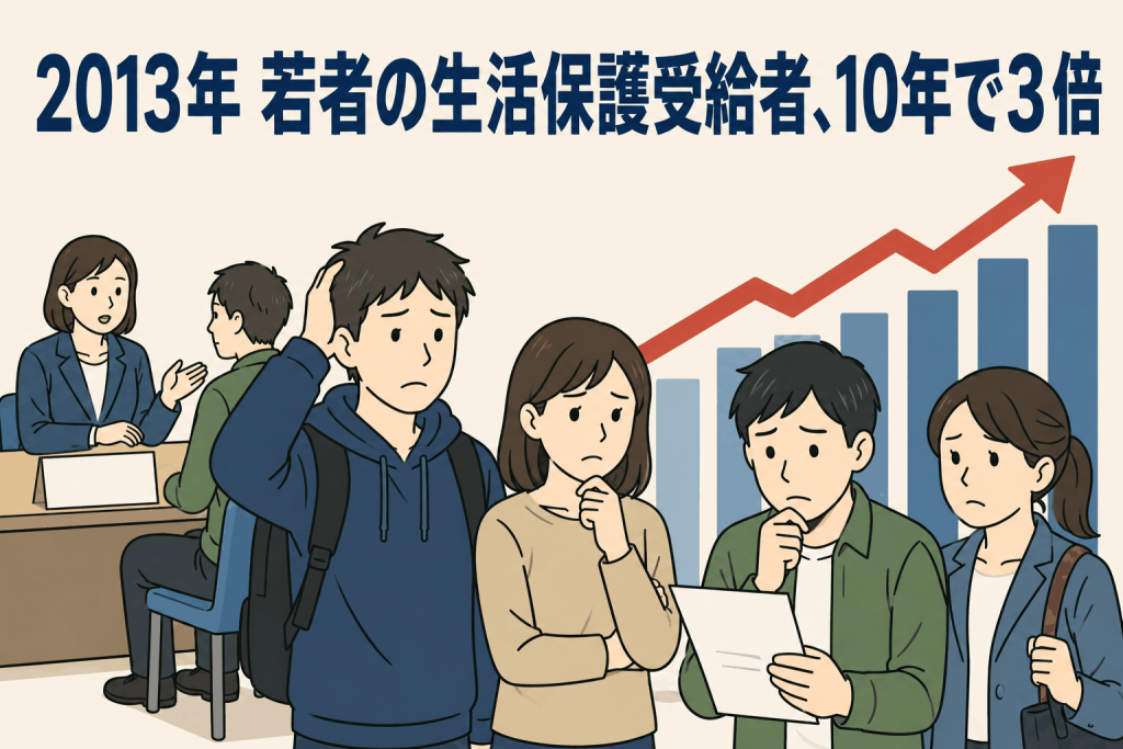 2013年 若者の生活保護受給者、10年で3倍