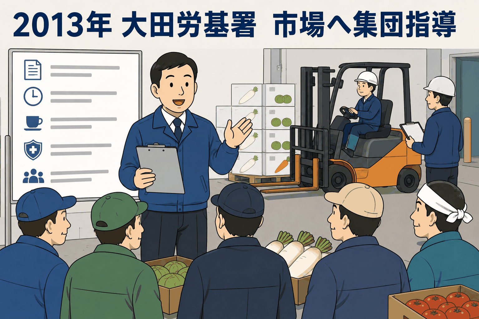 東京・大田労基署が大田市場の卸売・仲卸業者に対し労務管理やフォークリフト安全衛生管理を監督指導
