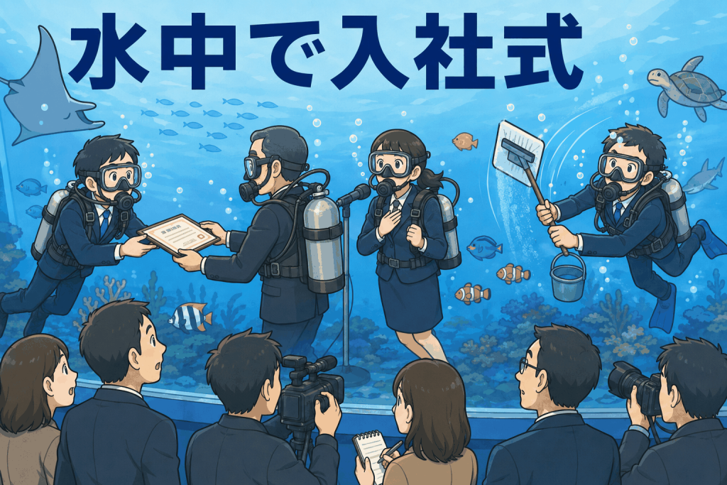 水中で入社式