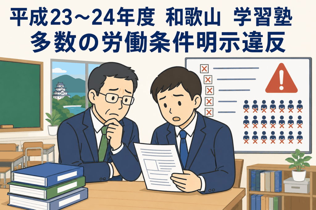 平成23~24年度 和歌山 学習塾 多数の労働条件明示違反