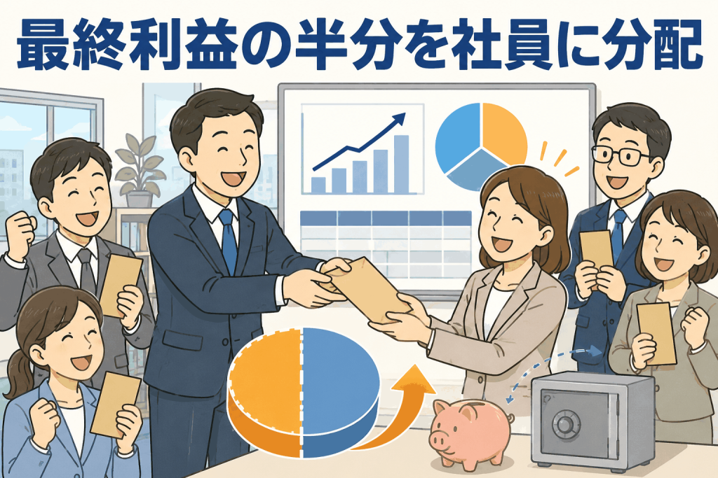 最終利益の半分を社員に分配