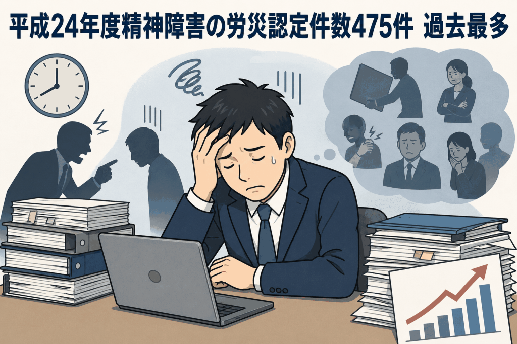 平成24年度精神障害の労災認定件数475件　過去最多