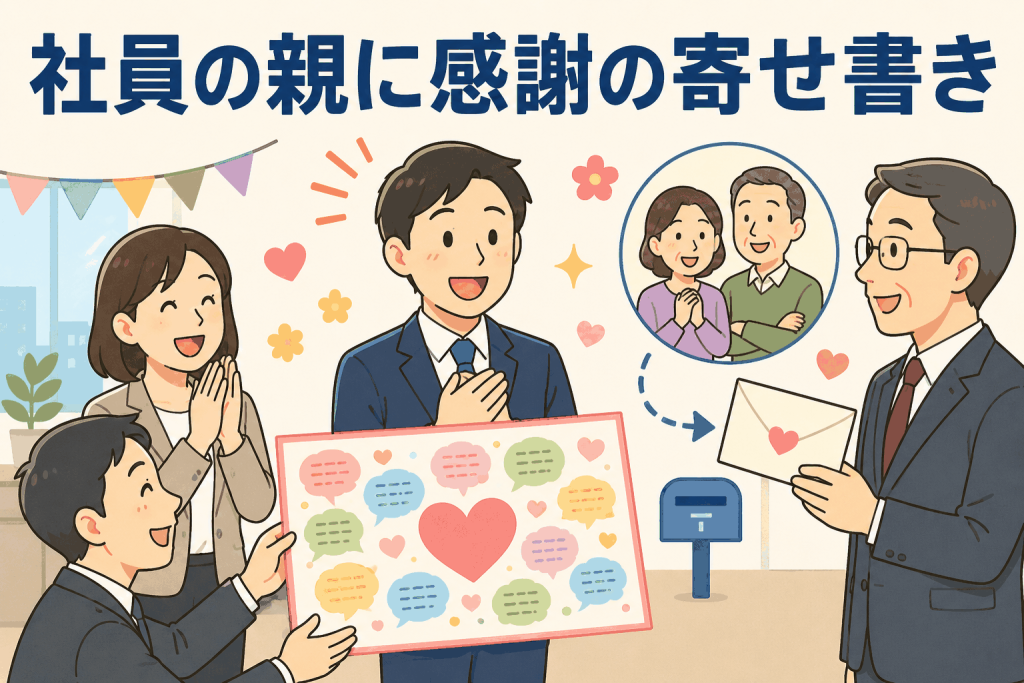 社員の親に感謝の寄せ書き