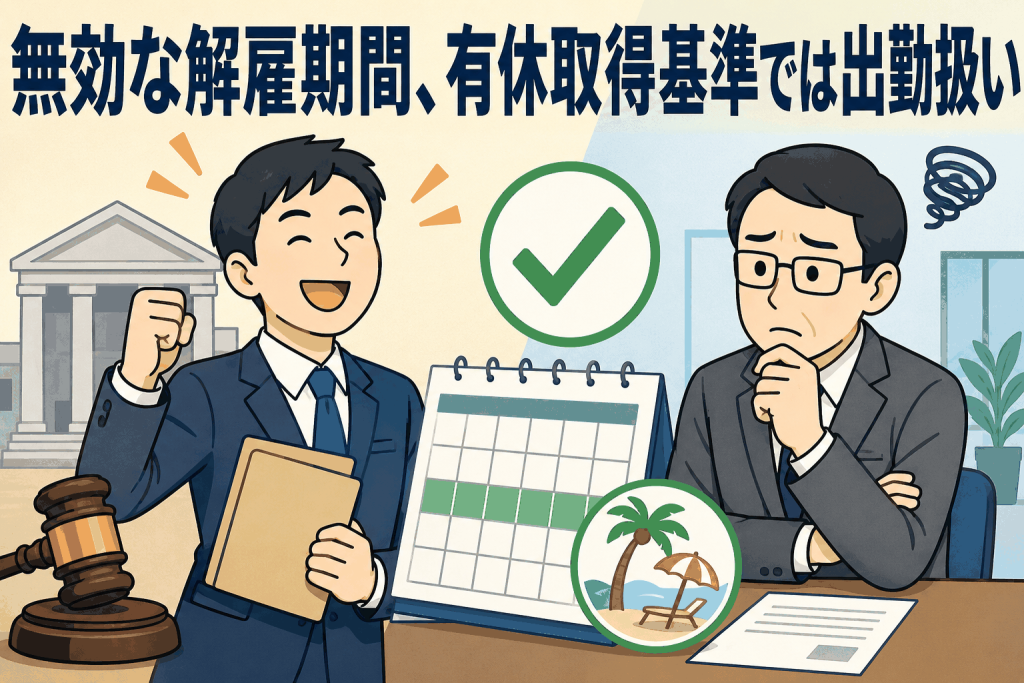 無効な解雇期間、有休取得基準では出勤扱い