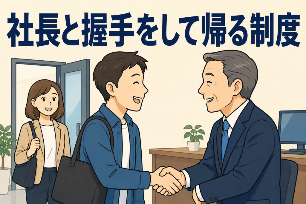 社長と握手をして帰る制度