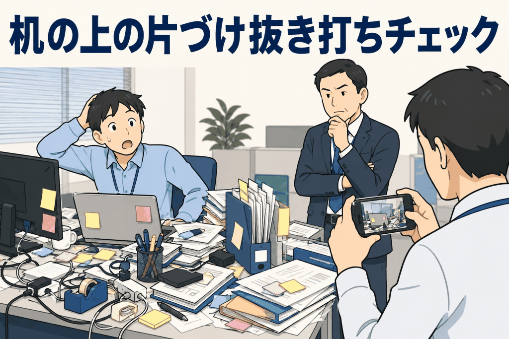 机の上の片づけ抜き打ちチェック