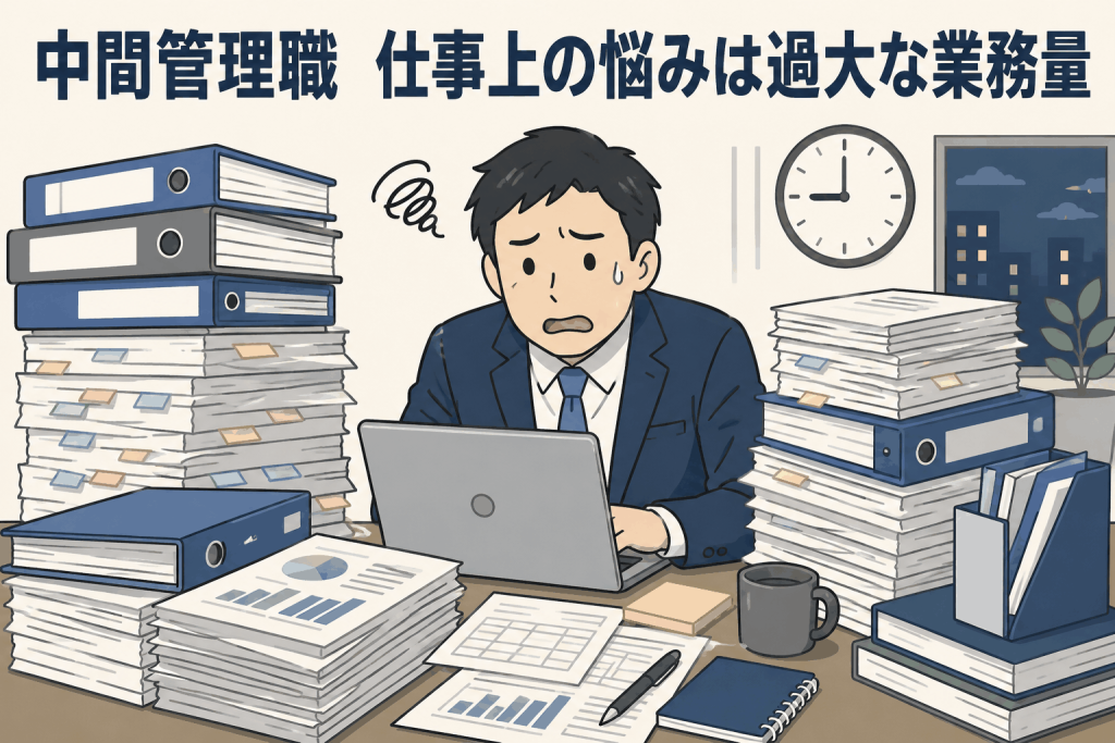 中間管理職　仕事上の悩みは過大な業務量