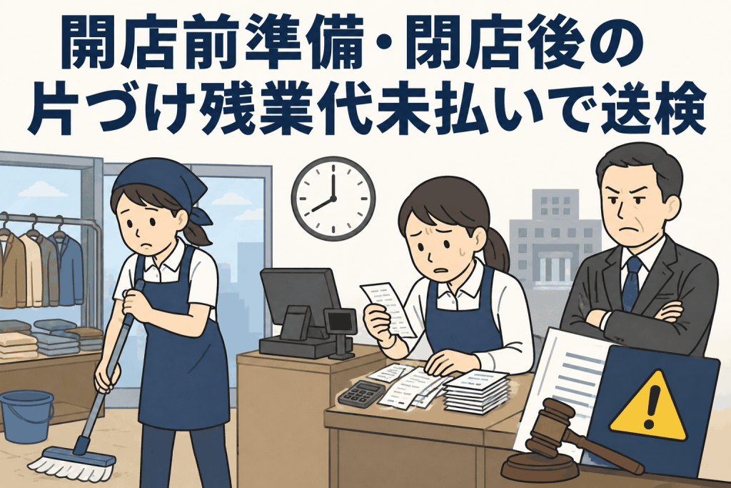 開店前準備・閉店後の片づけ残業代未払いで送検