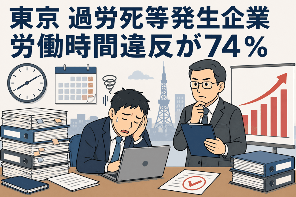 東京 過労死等発生企業　労働時間違反が74％