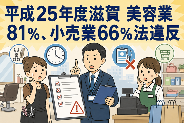 平成25年度滋賀 美容業81％、小売業66％法違反