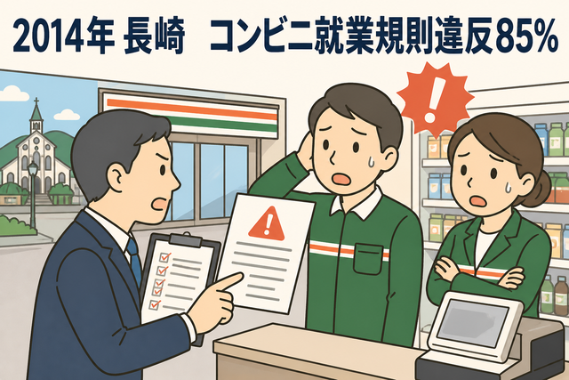 2014年 長崎 コンビニ就業規則違反85％