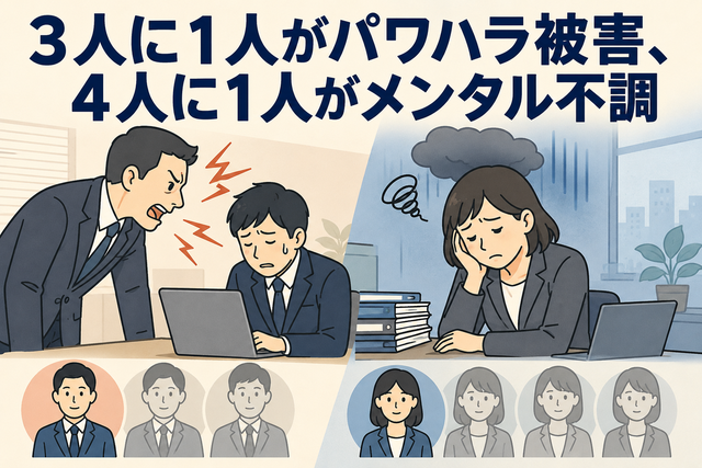 3人に1人がパワハラ被害、4人に1人がメンタル不調