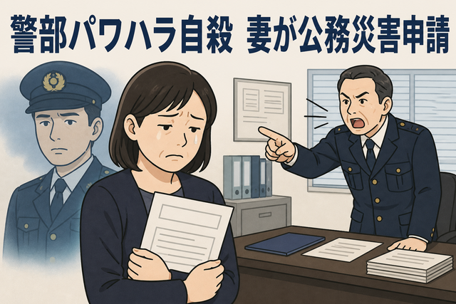 警部パワハラ自殺　妻が公務災害申請