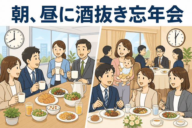 朝、昼に酒抜き忘年会