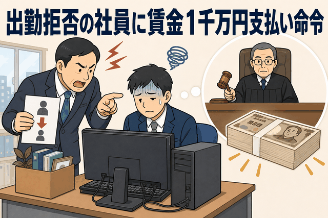 出勤拒否の社員に賃金1千万円支払い命令