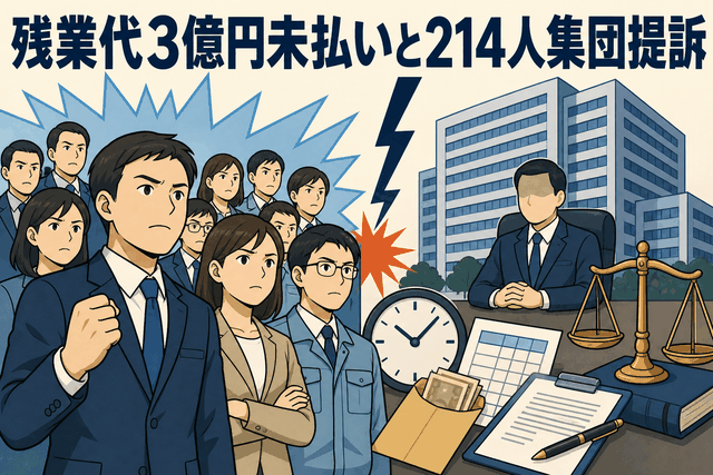 残業代3億円未払いと214人集団提訴