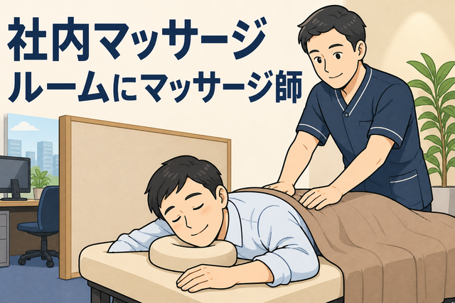 社内マッサージルームにマッサージ師