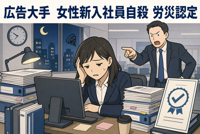 広告大手　女性新入社員自殺　労災認定