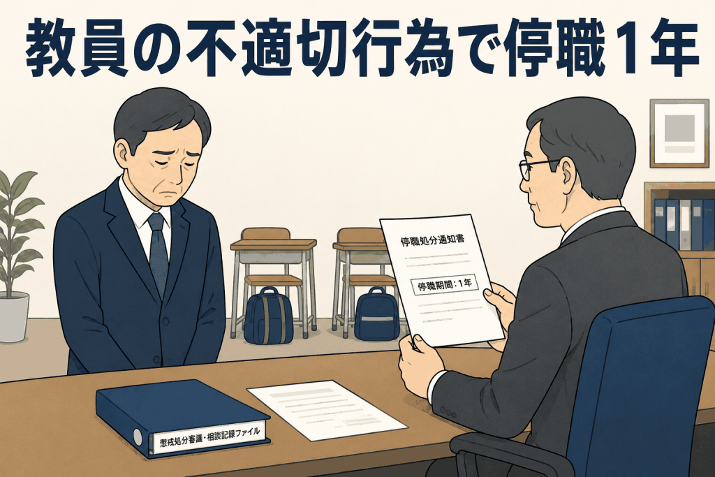教員の不適切行為で停職1年