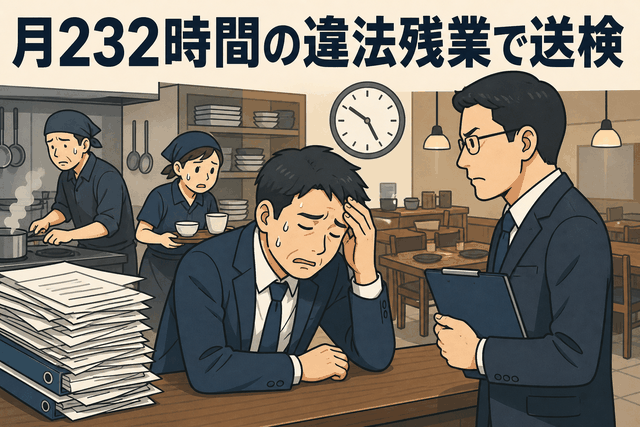 月232時間の違法残業で送検