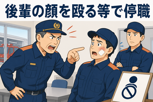 後輩の顔を殴る等で停職