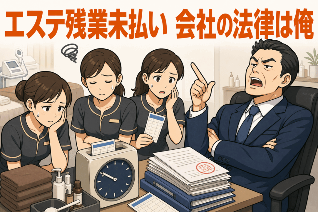 エステ残業未払い 会社の法律は俺