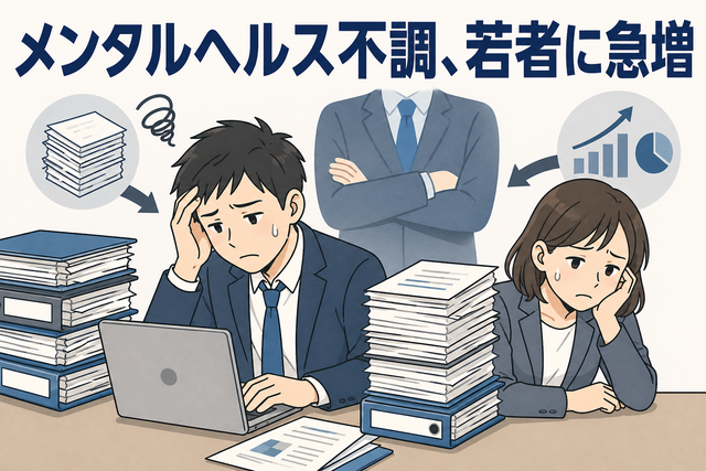 メンタルヘルス不調、若者に急増