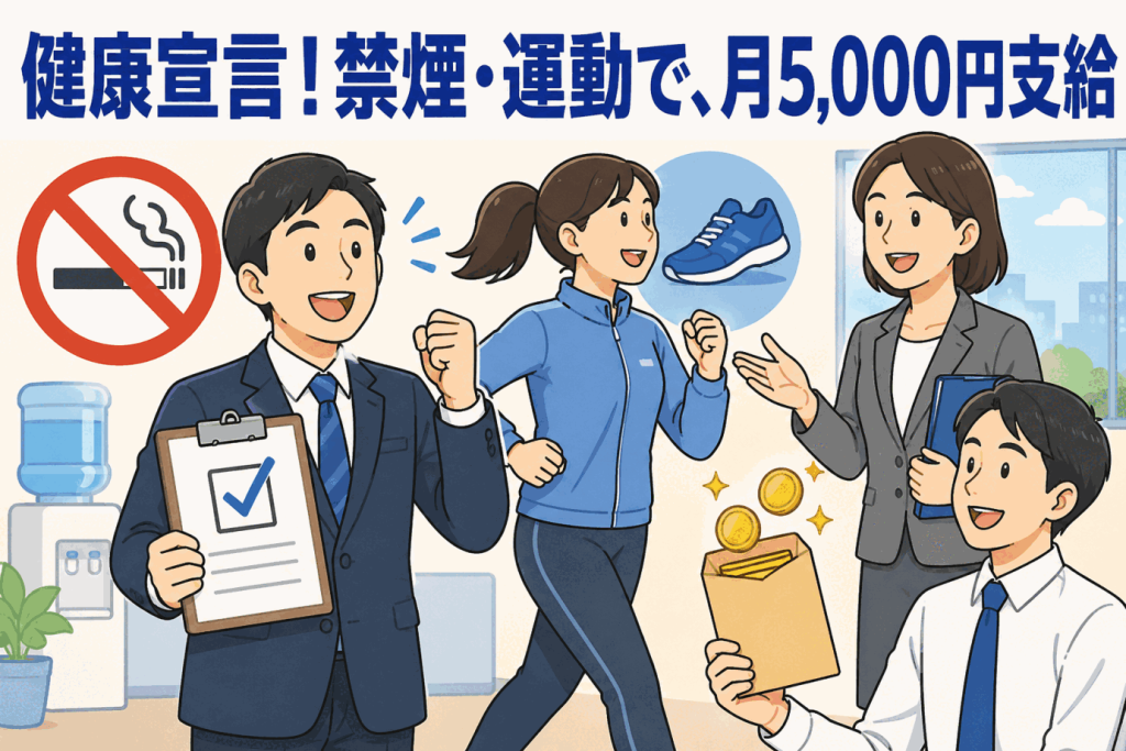 健康宣言!禁煙・運動で、月5,000円支給