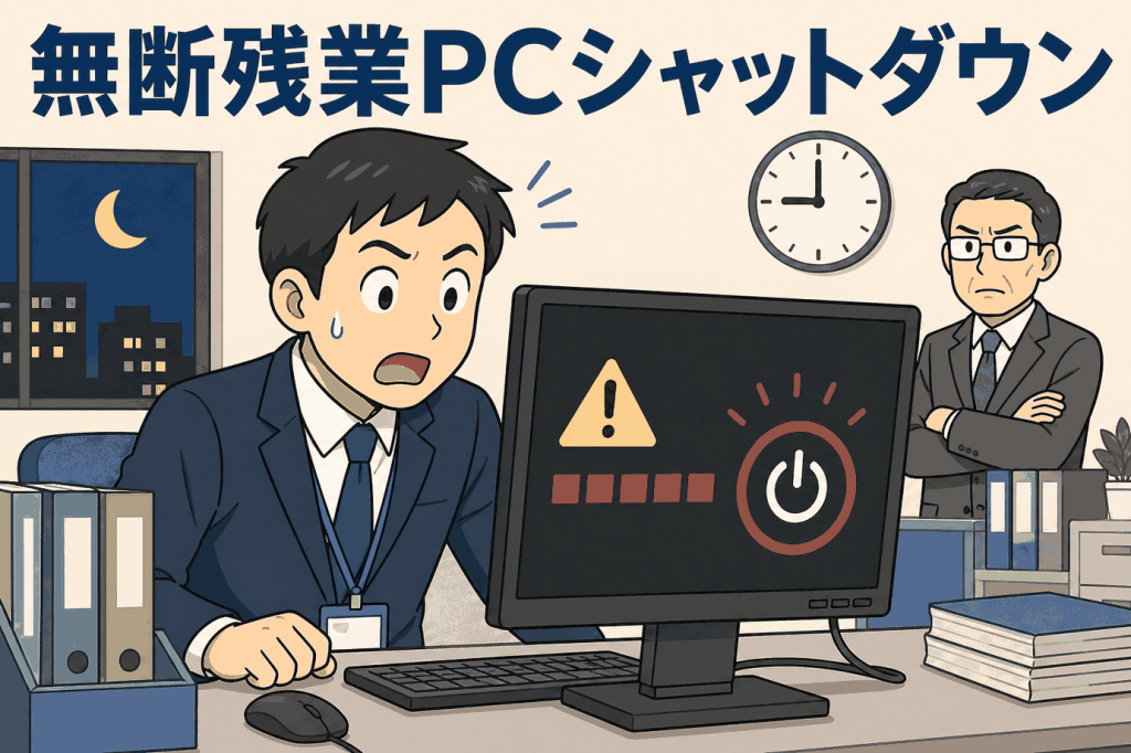 無断残業PCシャットダウン