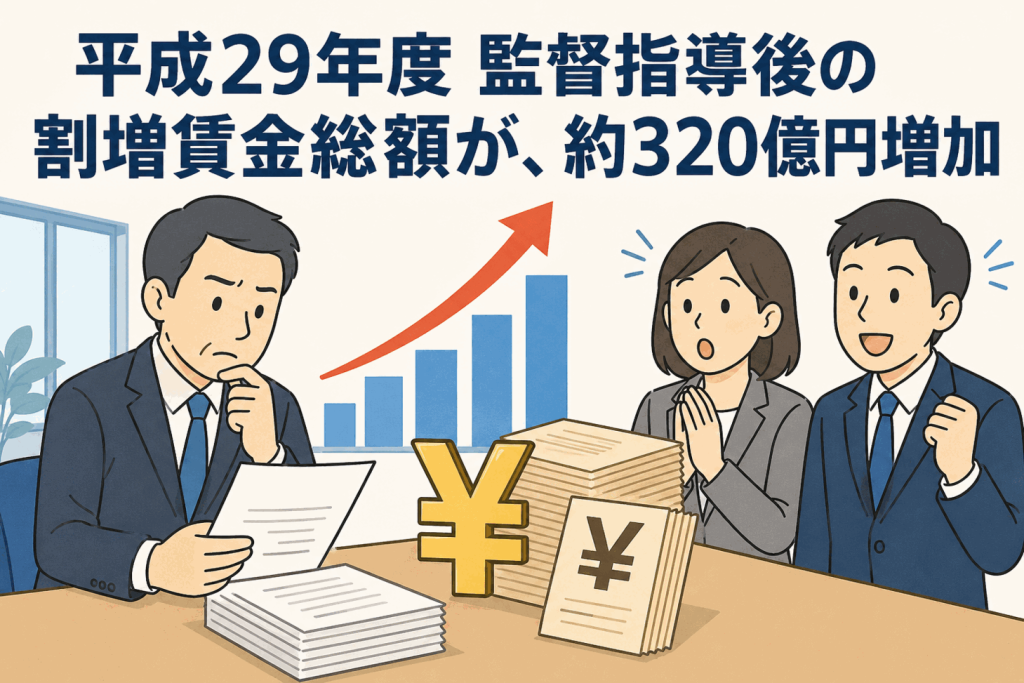 平成29年度 監督指導後の割増賃金総額が、約320億円増加