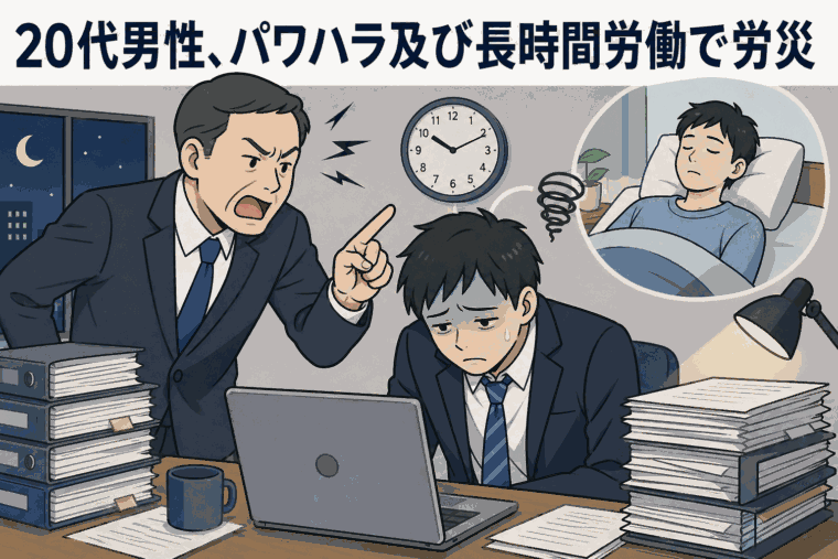 20代男性、パワハラ及び長時間労働で労災