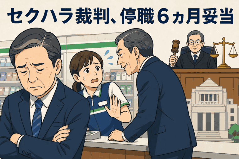 セクハラ行為で停職6カ月の懲戒処分を受けた男性職員と、最高裁が処分を妥当と判断した裁判のイメージ