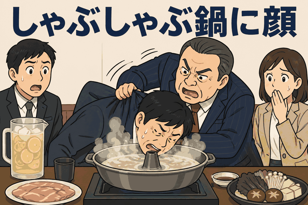 しゃぶしゃぶ鍋に顔