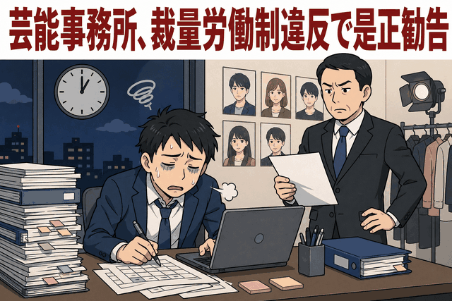 芸能事務所、裁量労働制違反で是正勧告