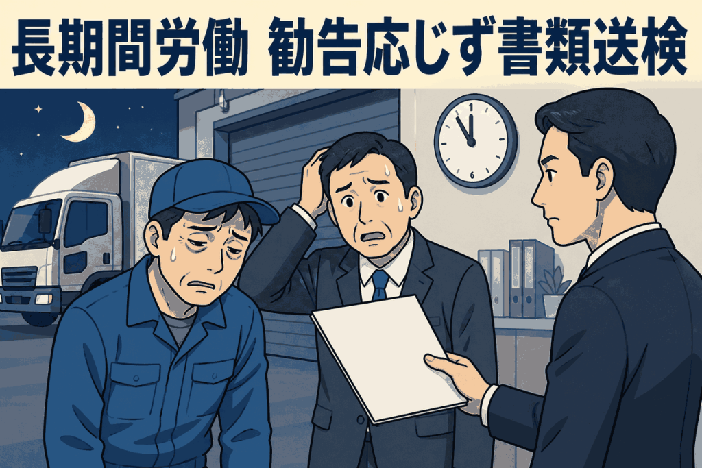長期間労働 勧告応じず書類送検
