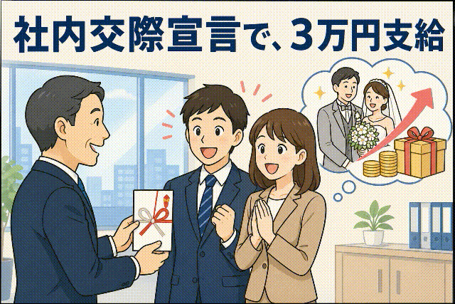 社内交際宣言で、3万円支給
