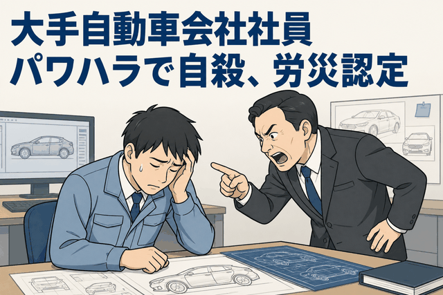 大手自動車会社社員 パワハラで自殺、労災認定