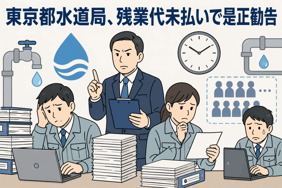 東京都水道局、残業代未払いで是正勧告