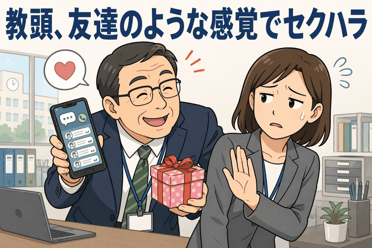 教頭、友達のような感覚でセクハラ